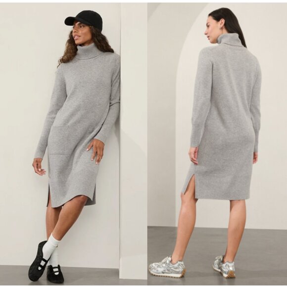 NWT Athleta Alpine Turtleneck Sweater Dress, Small Petite, Grey Heather - Picture 8 of 8